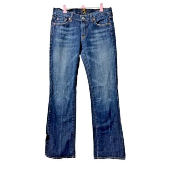 7 for all Mankind Bootcut Jeans Dark Wash Mid Rise Stretch Cotton Womens Size 29 - Picture 1 of 6
